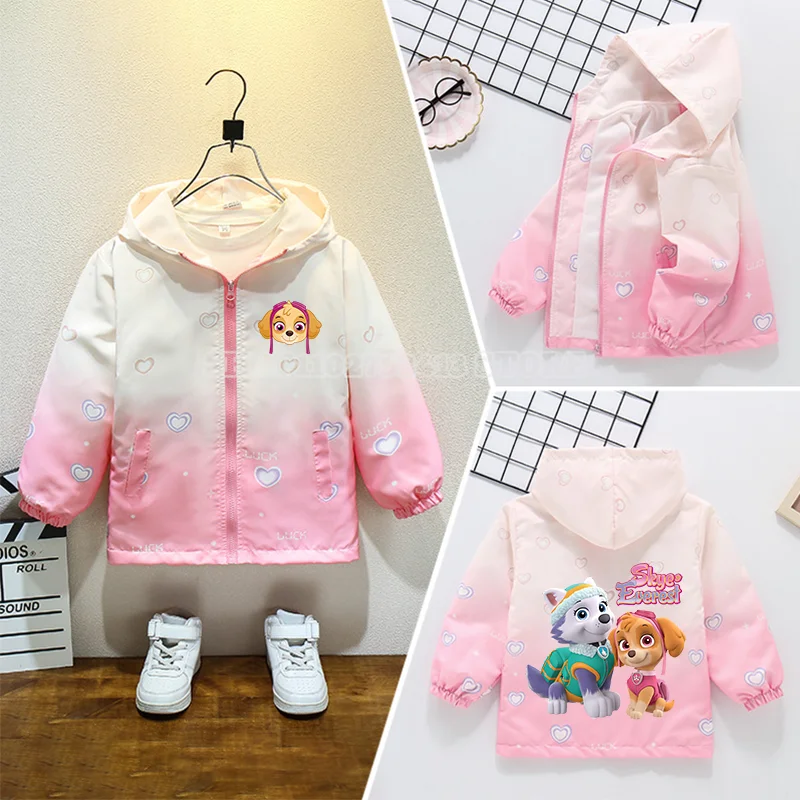 2024 New Paw Patrol Jacket Girls Spring Autumn Fashion Clothes Baby Skye Cute Cartoon Windproof Leisure Coats Birthday Kids Gift