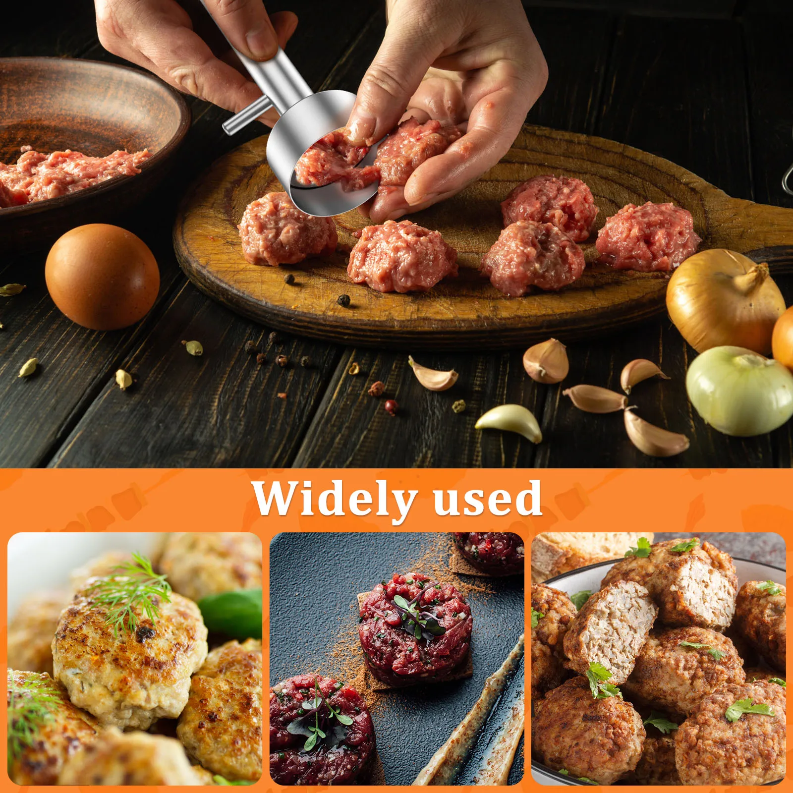 Falafel Scoop Stainless Steel Falafel Meatball Maker Spring Design Falafel Maker Scoop Rustproof Meatball Falafel Baller Maker