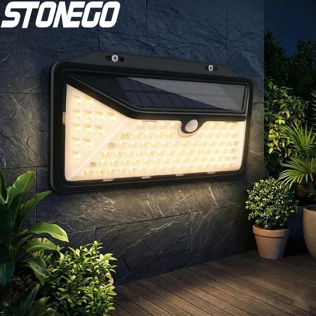 

Солнечный светильник с датчиком движения на 102 светодиодах, уличный водонепроницаемый настенный светильник для сада, патио, дорожек