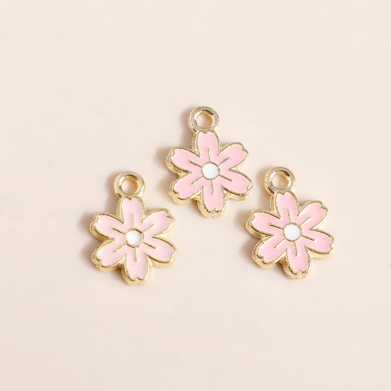 Duarte 20 Teile/los Nette Rosa Farbe Emaille Blume Charms Anhänger für Schmuck Machen DIY Ohrringe Halsketten Armbänder Zubehör – Detail 14