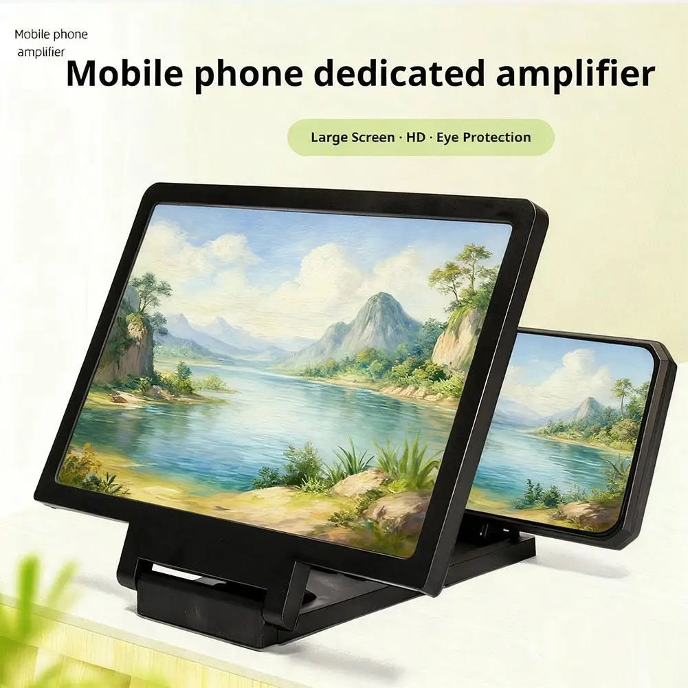 Mobile Phone Screen Amplifier 3D Magnifying Glass Stand Easy TV Viewing Orientation Full-Screen Mobile Phone Magnification