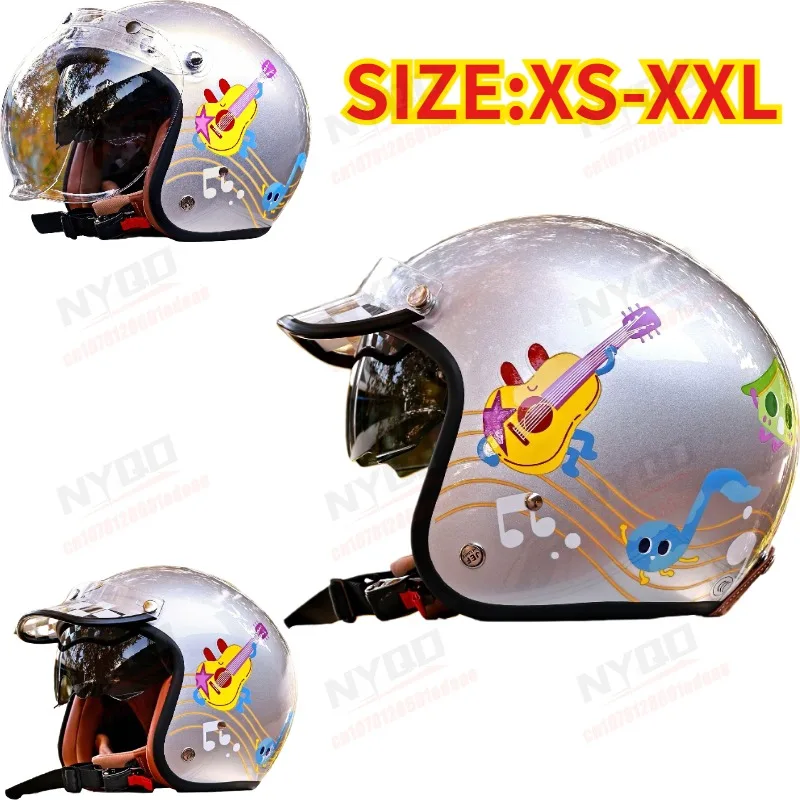 

Taiwan JEF Retro 3/4 Open Face Motorcycle Helmet, Cruiser Scooter Half Helmet for Men Women, All-Season Warm Safety Helmet