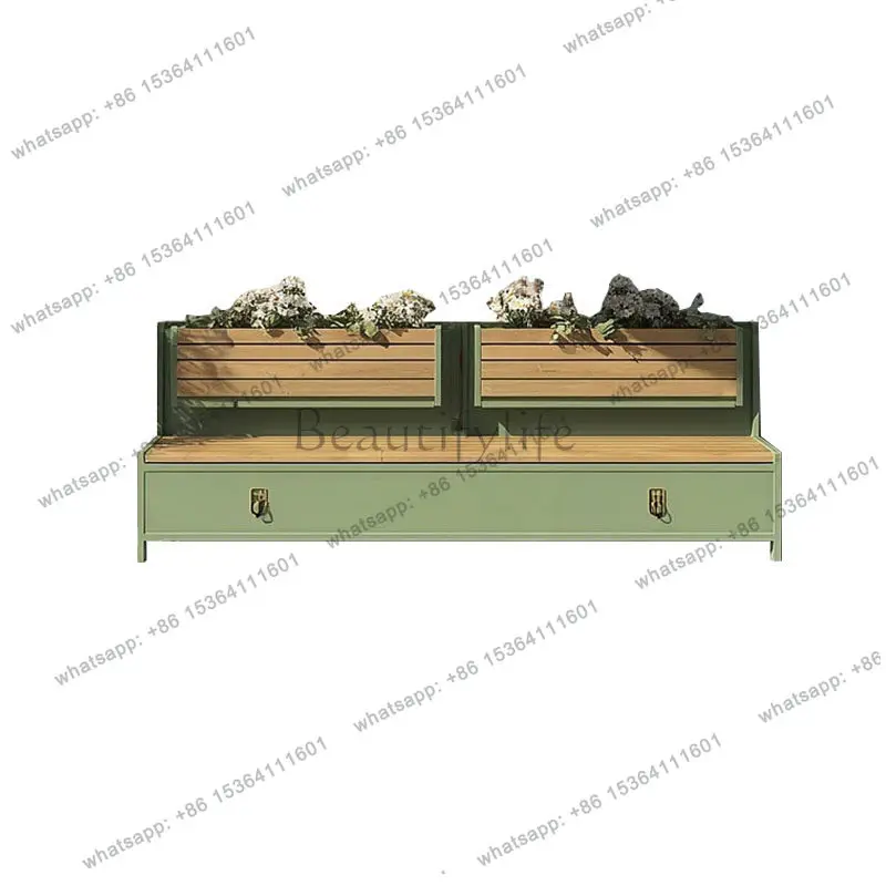 Square outdoor flower box seat combination commercial street courtyard planter public lounge chair