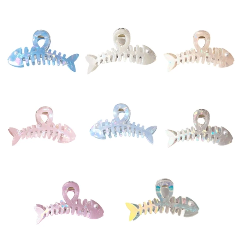 Fermaglio Per Capelli Alla A Lisca Pesce, Forte Chiusura Madreperlata Per Capelli Lunghi, Clip Liscia, Leggera, Per Uso-image