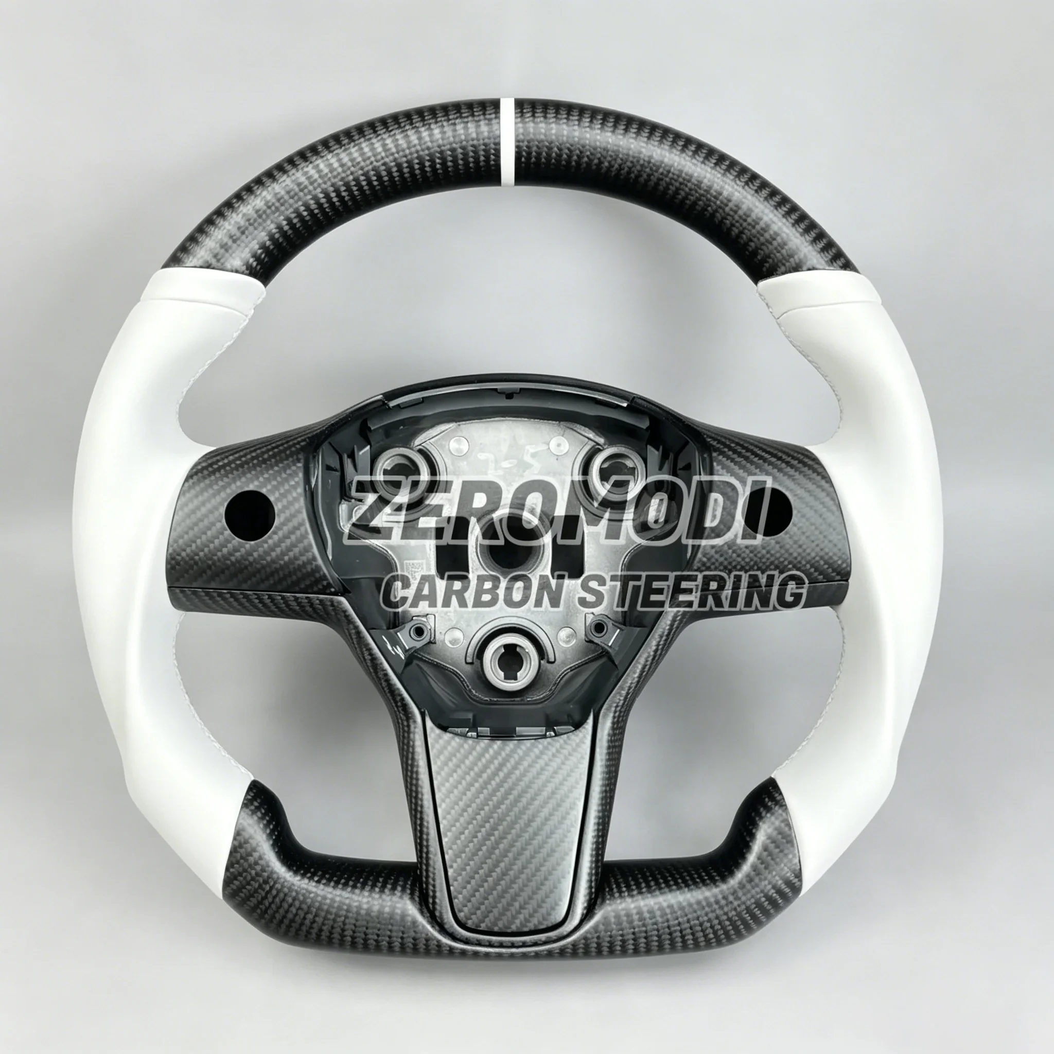 Real Carbon Fiber Leather Steering Wheel Custom Sport For Tesla Model 3 Model Y 2016-2024