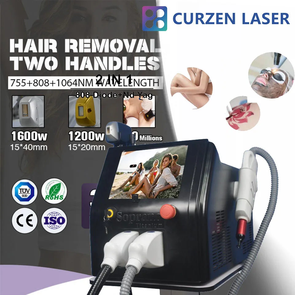 2023  2 in 1 Big Power And High Quality Flawlessly Mini 808nm Diode Laser Hair Removal Beauty Machine Laser Depilation Apparatus