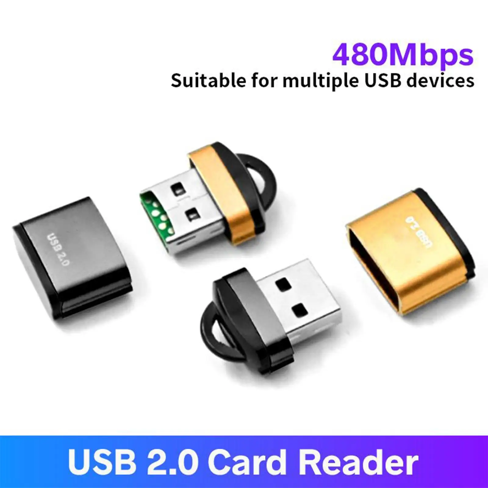 Kawau Card Reader 2.0 USB High Speed Adapter with TF Card Slot C286 Max Support 128GB Memory Card Reader for Computer