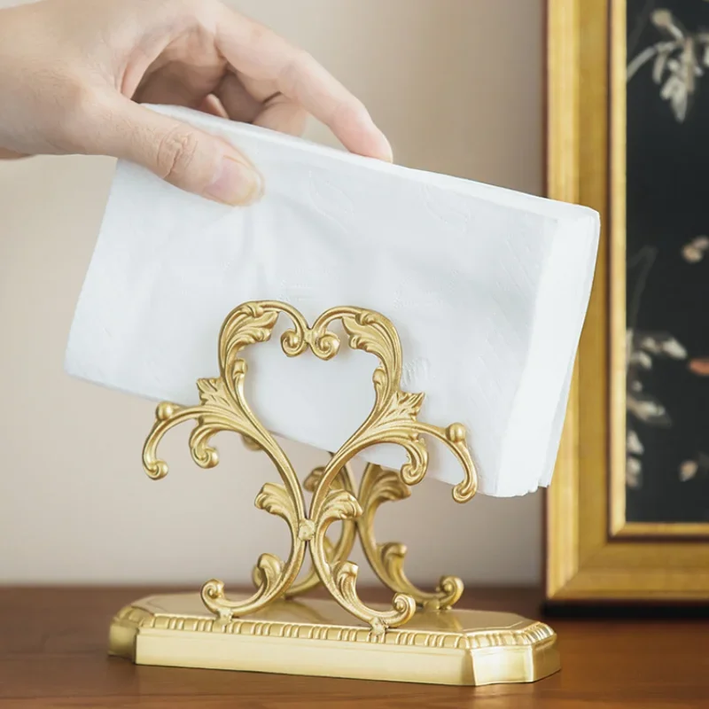 Retro Luxury Brass Dining Room Tissue Holder Storage Home Dining Table Napkin Box Golden Tissue Box for Bar, Coffee Shop