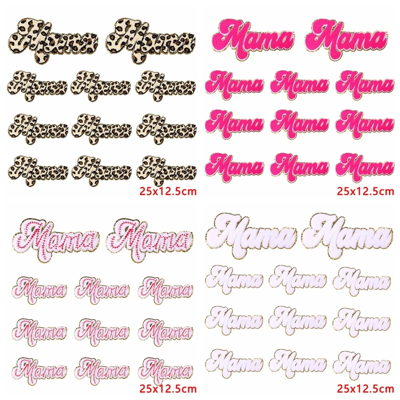 

10 PCS Large Mama Towel Embroidery Patch Iron On Patches For Clothing Thermoadhesive Patches On Clothes Letters Sewing Applique