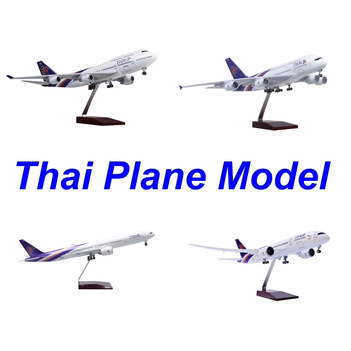 

Toys Airplane A350 A380 B737 B747 B777 B787 Thai Airways Model Diecast Resin With LED Light Collection Decor