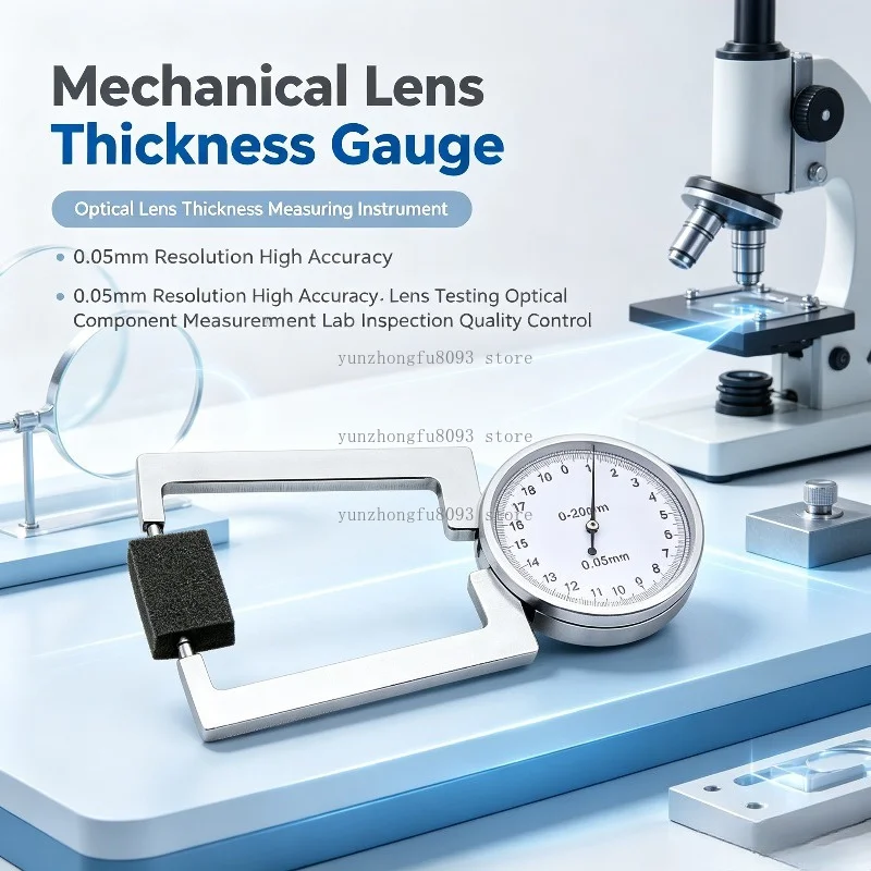 Mechanical Lens Thickness Gauge, Optical Lens Thickness Measuring Instrument with 0.05mm Resolution for Lens Testing