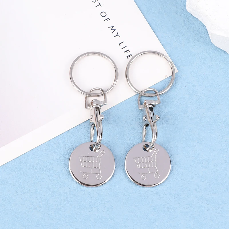 1/2PCS Shopping Cart Key Ring Trolley Recycled Alloy Key Chain Accessories Keychain Charms Keychains Carts Coin Holder