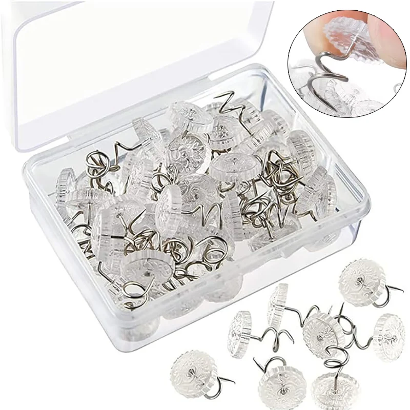 �y�Z�[�����z30/50/100Pcs Transparent Twist Nail Pins For Upholstery and Fixed Blankets Sofa Set Heads Twist Pins Fixing Tools