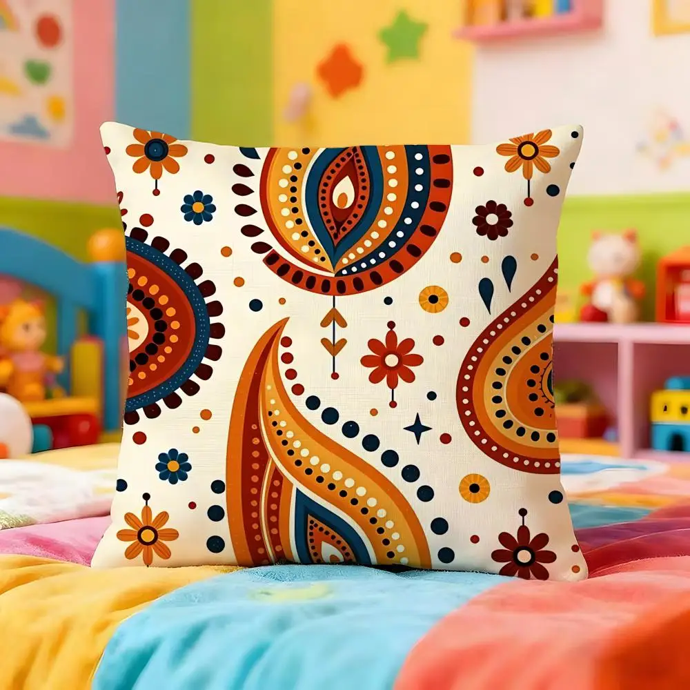 Free-Spirited Bohemian style Cushion Cover Premium Soft Pillowcase Skin-Friendly Breathable Multi-Purpose for Home Office Travel