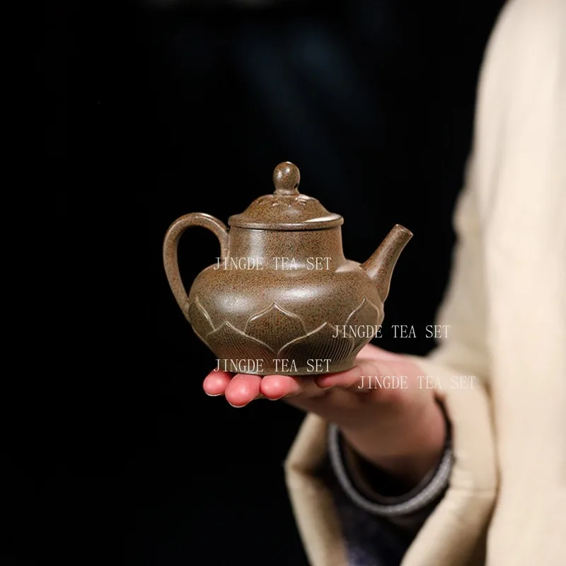

Чайник из фиолетовой глины Лотос, 180 мл, малый объем, в китайском стиле, для чая Пуэр, с отверстием для заваривания, семейный набор для чаепития Кунг-фу