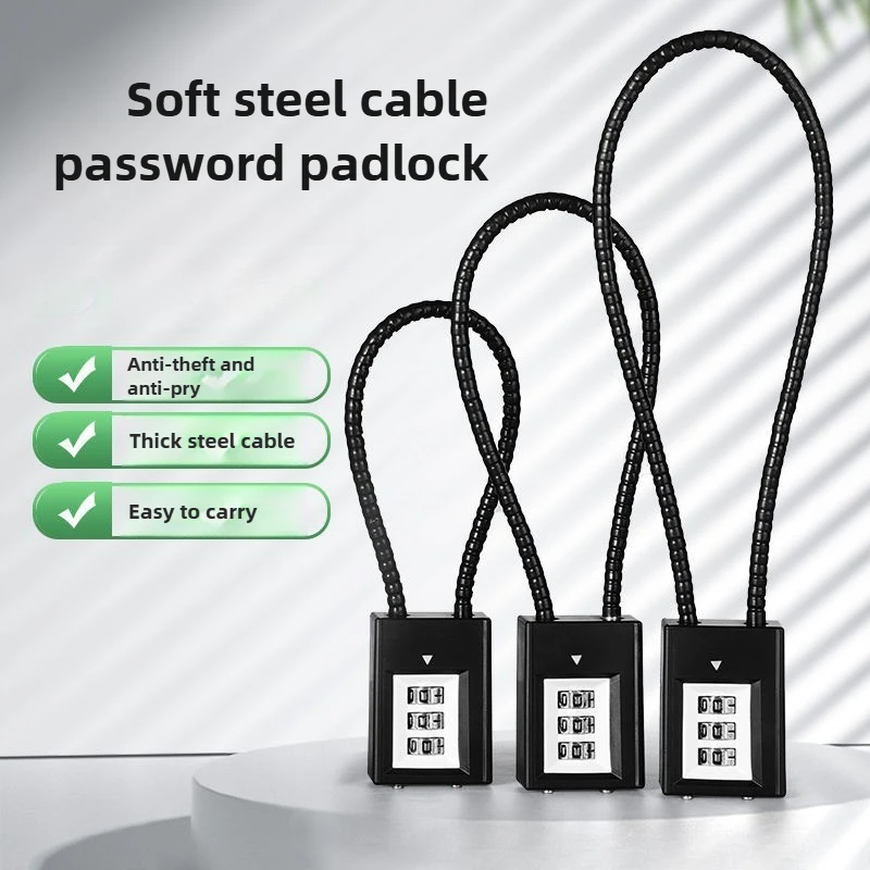 

3-значный кодовый замок, замок с комбинированным тросом — устойчивая к царапинам краска для домашнего замка и безопасности