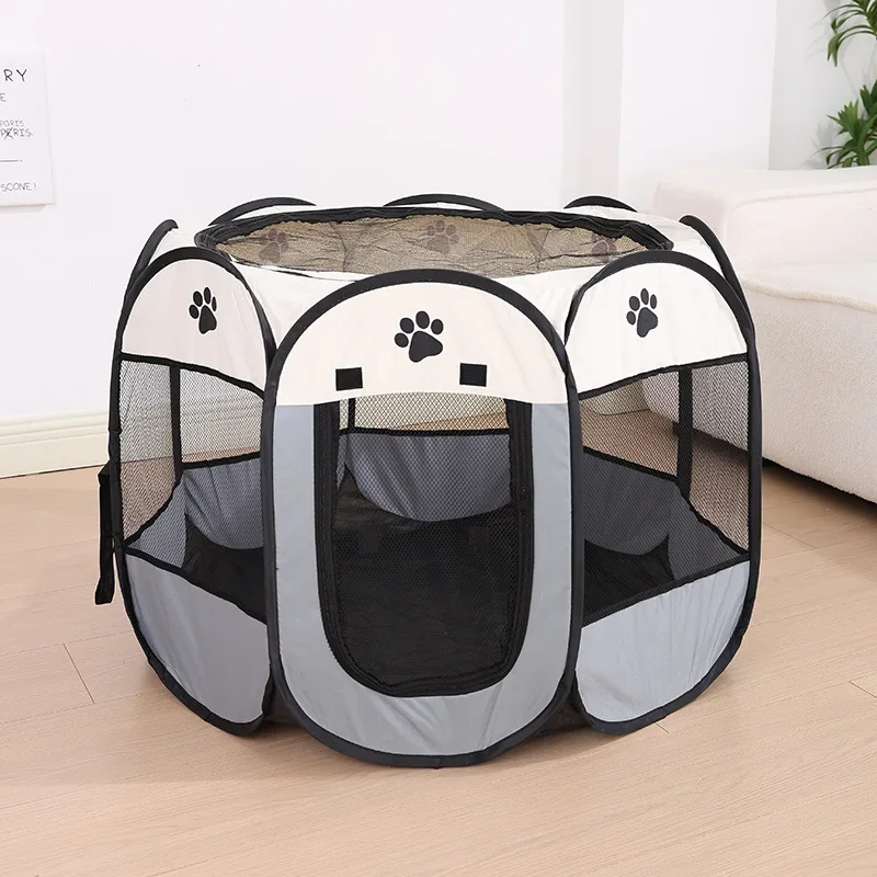 Washable 600D Oxford Cloth Pet Fence Pet Supplies Cat Cage Octagonal Pet Cage Fence Whelping Pen Cat Dog Scratch Resistant