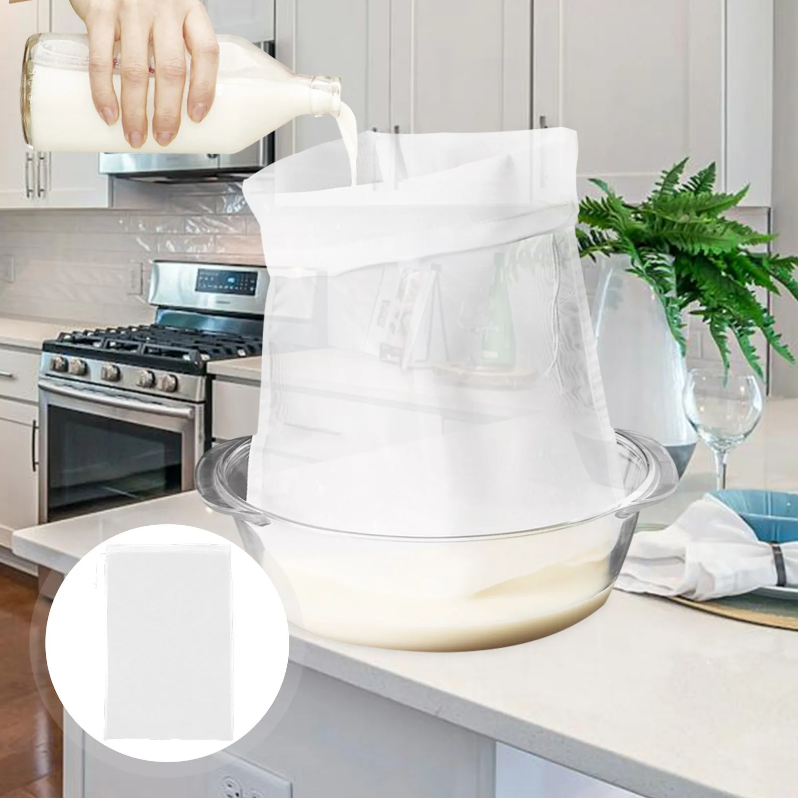 

5Pcs Nut Milk Filter Bags Reusable Fine Mesh Strainer Pouches for Juice Soy Milk Yogurt Cheese Kitchen Filter Bags 80 Mesh