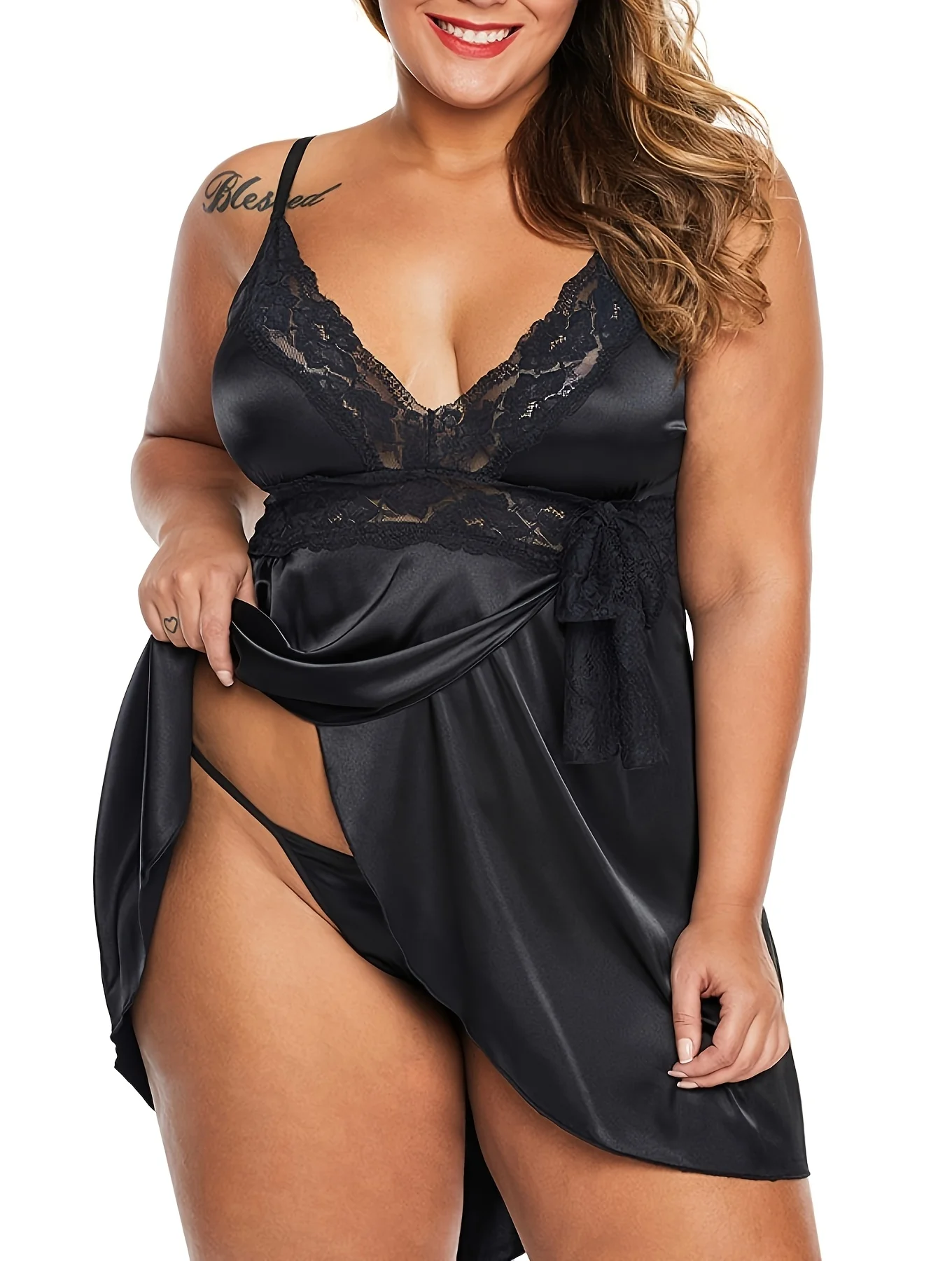 

Plus Size Nightdress Satin Lingerie Women's Pajamas Home Clothes Women Nightgowns Lace Sexy Sleepdress