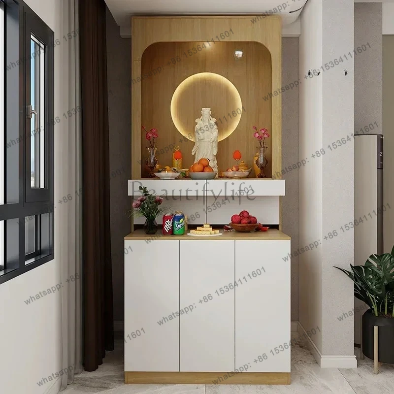 

FGSantuario buddista moderno e leggero, armadietto per santuario domestico di lusso, Dio della ricchezza che offre tavolo Bodhis