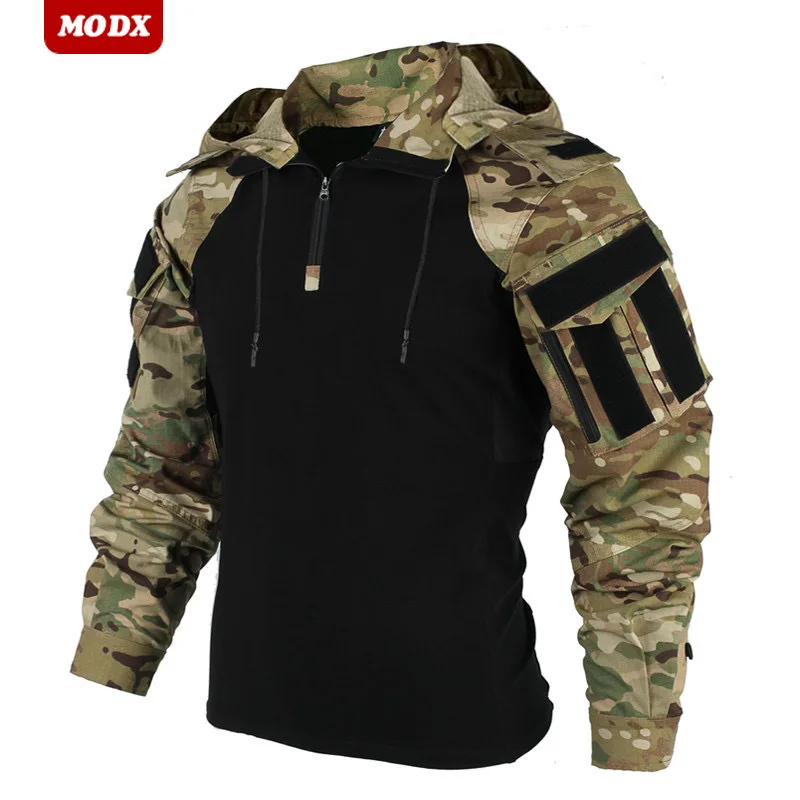 

Spring Outdoor Men Training Suit Breathable Wear Resistant Camouflage Suit Multifunctional and Multi Pocket Long Sleeved Shirt