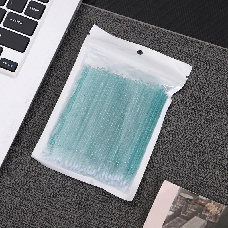 100 pièces coton-tige en bâton de cristal Standard, coton-tige pour l'élimination des faux cils, ombre à paupières, coton-tige de maquillage pour taches de rousseur