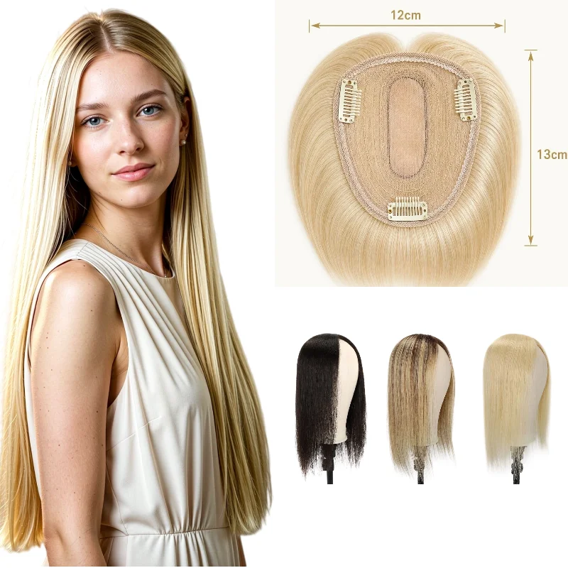 Wig Human Remy Hair Silk Lace Base Clip In 12x13cm 35cm Middle Part Machine Made #2 #P18-613 Special Offer 48H Ship