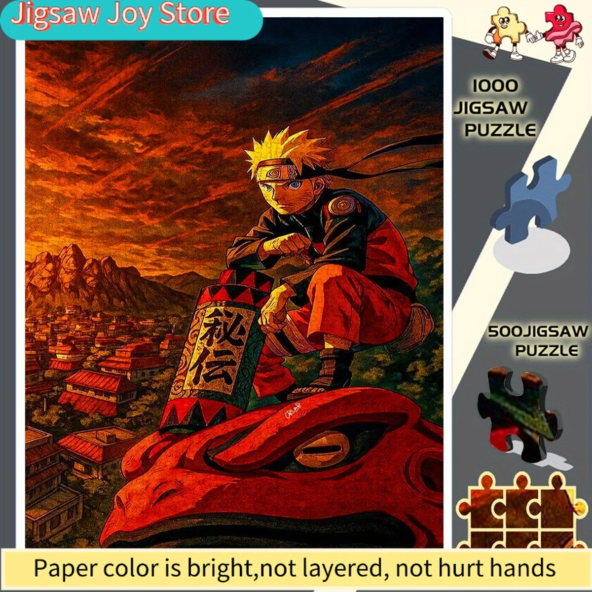 

Пазл-головоломка в стиле аниме с тематикой ниндзя, яркий красно-черный дизайн с японской каллиграфией, идеально подходит для домашнего отдыха, Fri