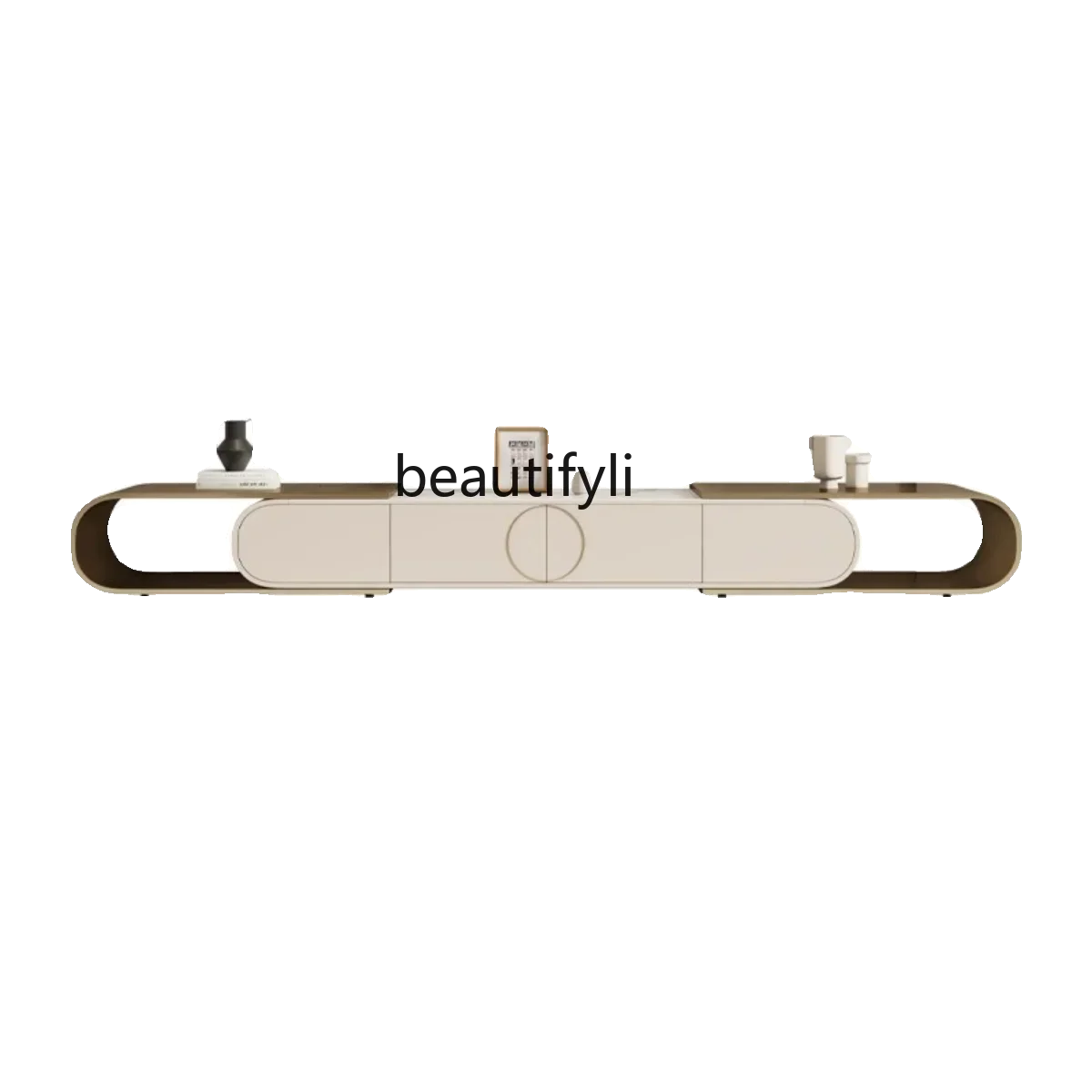 

LJYItalian light luxury rock slab stainless steel TV cabinet combination tensile TV cabinet designer
