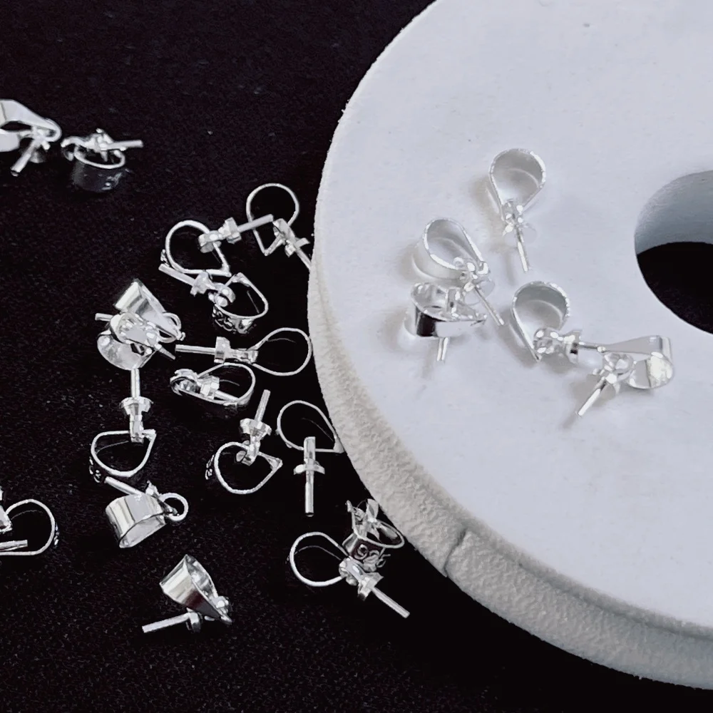 Wholesales Jewelry Making DIY Accessories 925 Silver Color Copper Clip Buckle Hook Pendant Findings & Components 5*12MM