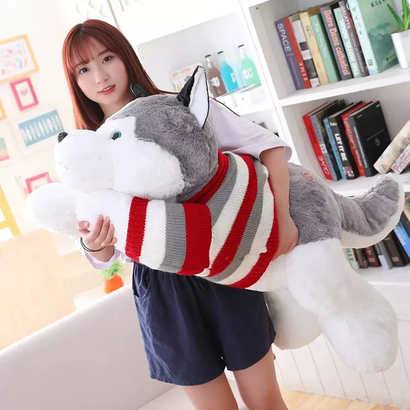 

Super Soft Animal Husky Stuffed Toy Big Cute Lying Dog Warm Pillow Dolls for Baby Girl Kids Christmas Gift 39inch 100cm DY10107