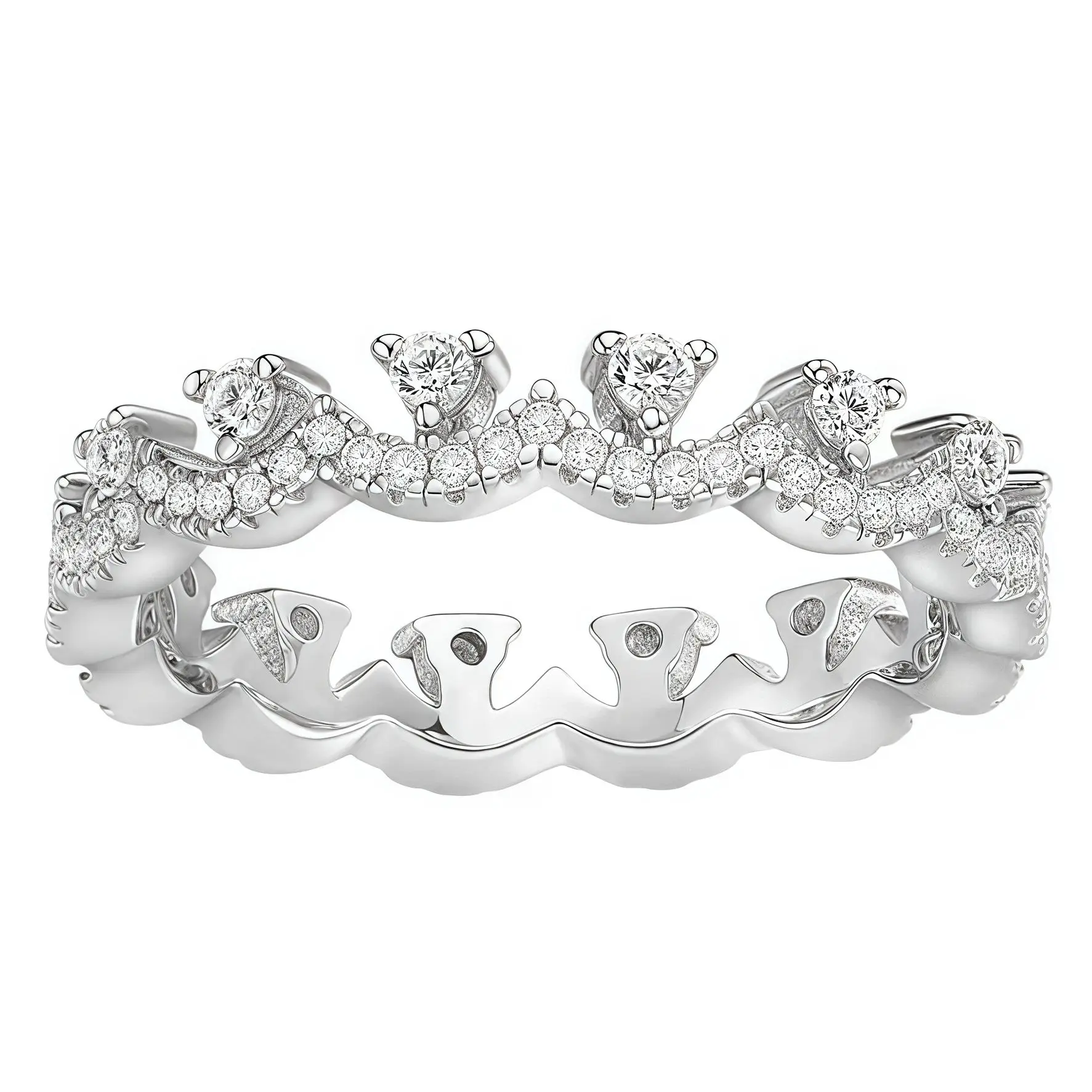 

ShanLover Brand round Diamond Row Diamond Lace Ring for Women 925 Silver French Light Luxury High Quality Wedding Band