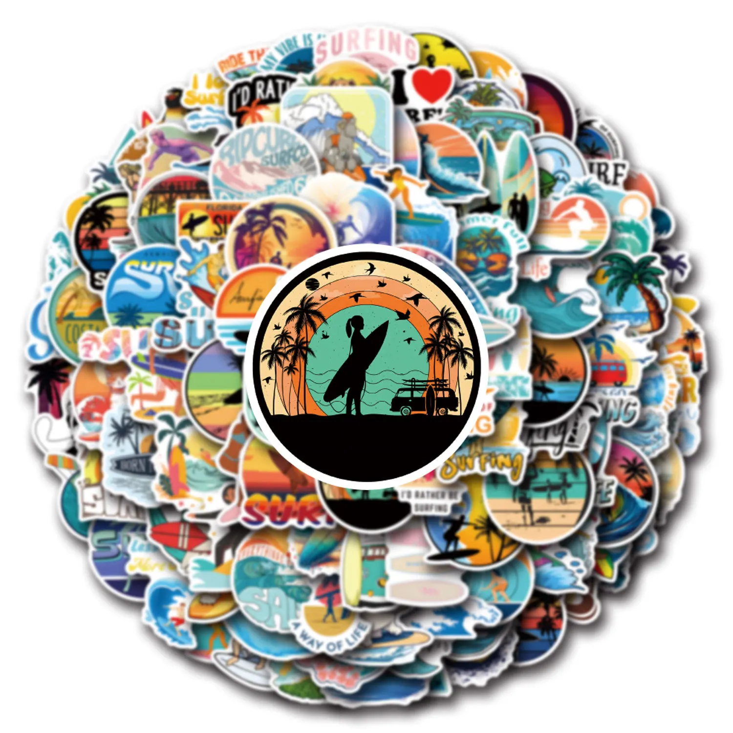 

10/55/110PCS Cool Summe SURF Graffiti Sticker Decoration DIY Skateboard Laptop Car Phone Surfboard Luggage Waterproof Sticker