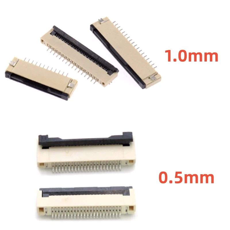 10pcs 0.5mm 1mm Pitch FPC FFC Under Clamshell Socket Flat Cable Connector 4P 5P 6P 8P 10P 12P 14P 16P 20P 22P 24P 30P 34P 40P 50