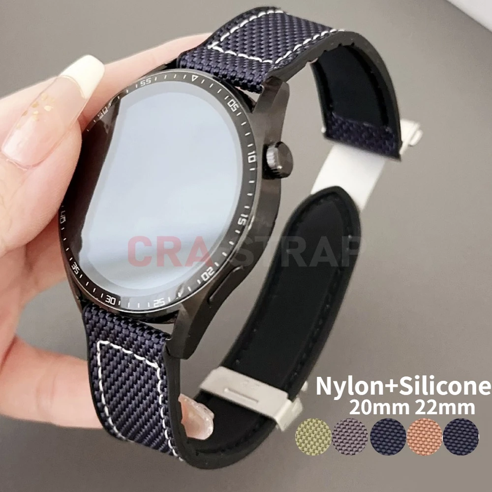 Nylon Silicone Watch Strap 20mm 22mm Universal Wristbelt For Huawei For Samsung Galaxy Sports Bracelet For Smartwatch Watchband