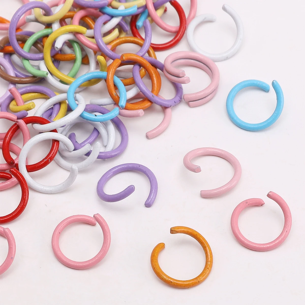50pcs Open Jump Rings Colorful Metal Iron Split Single Rings Connectors For DIY Jewelry Making Necklace Earrings Keychain