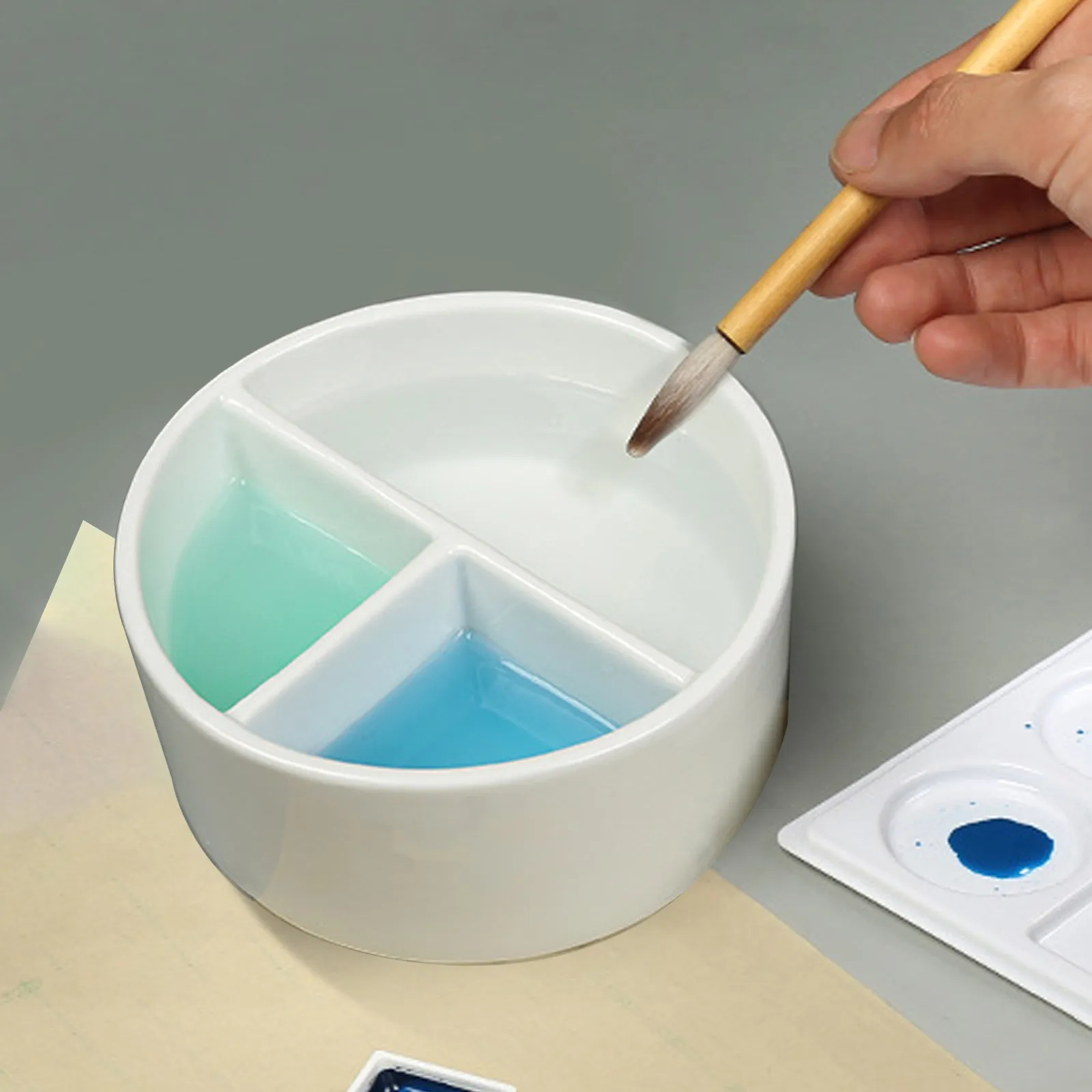 Calligraphy Ink Dish Ceramic Large Capacity Creative Shape Sturdy Ink Well Portable for Students Painters Calligraphy