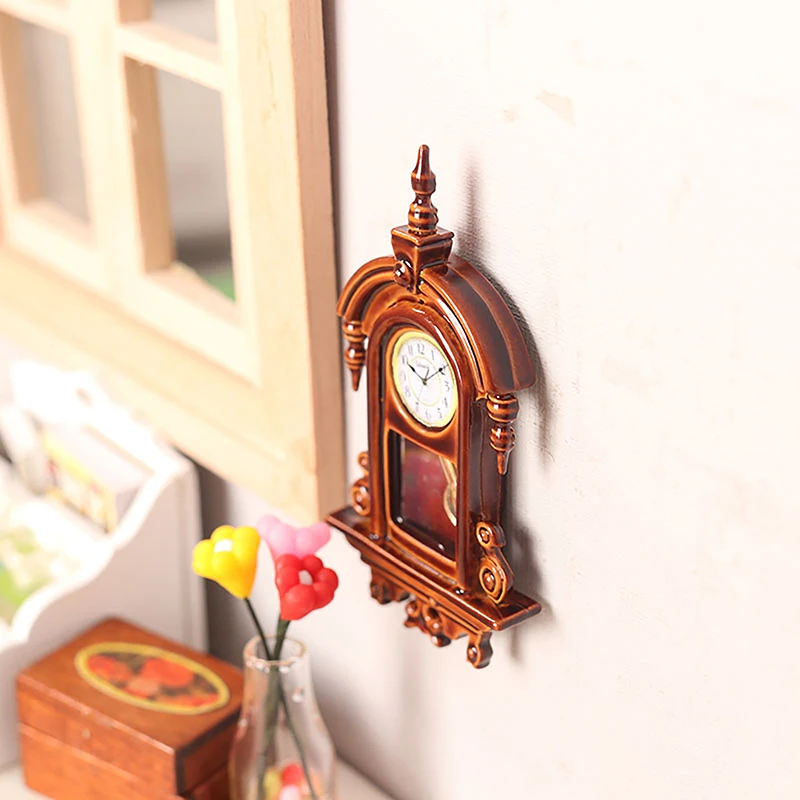 1:12 Dollhouse Miniature Wall Clock Play Doll House Miniaturas Home Decor Accessories Toy Pretend Play Furniture Toy