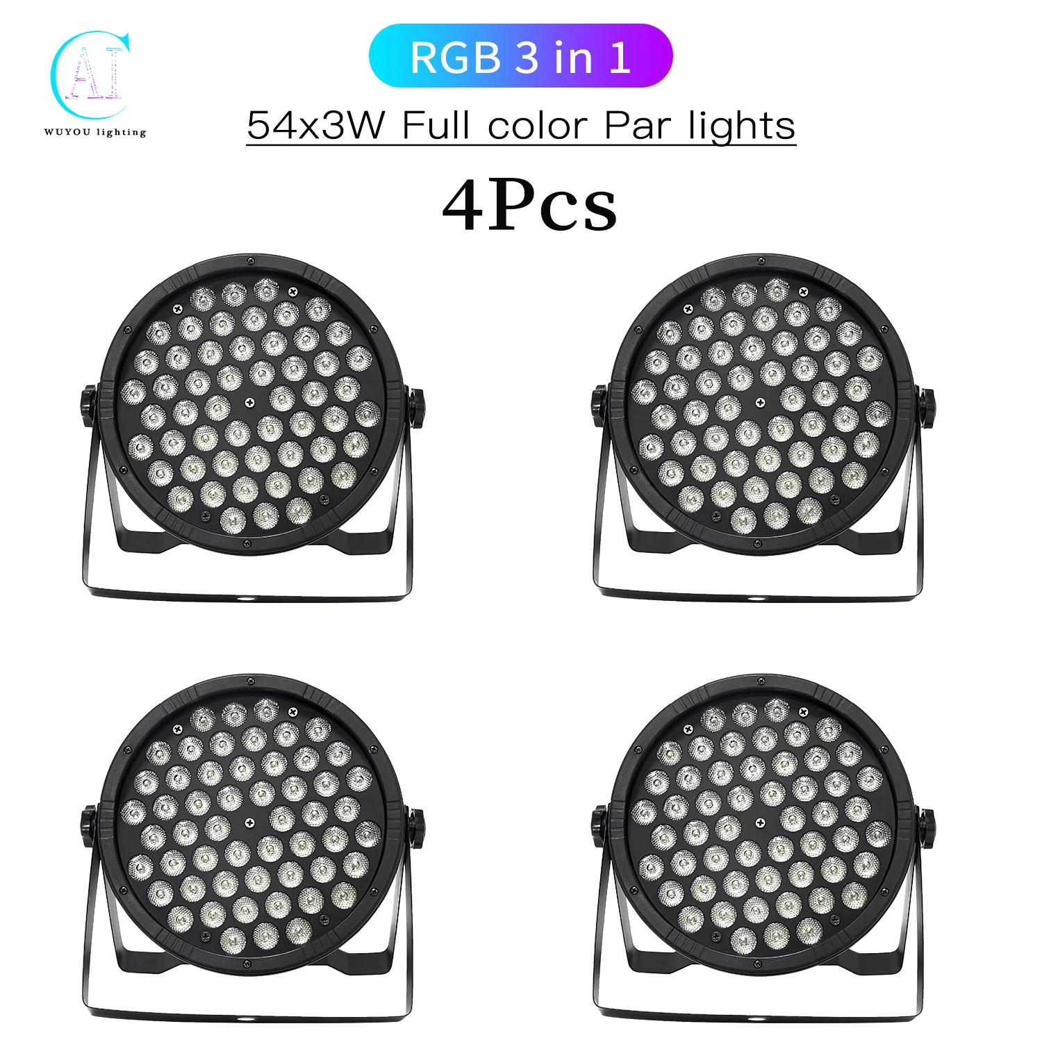 

4Pcs/Lots 54x3W RGB 3 in 1 LED Par Light DMX512 Control Strobe Light Effect DJ Disco Party Wedding Bar Dance Room Stage Lighting