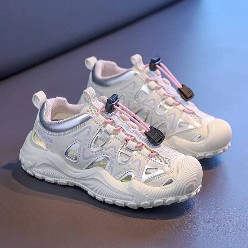 

Детская повседневная обувь, дышащие сетчатые спортивные кроссовки для девочек, новые летние мягкие удобные спортивные сандалии с закрытым носком для детей