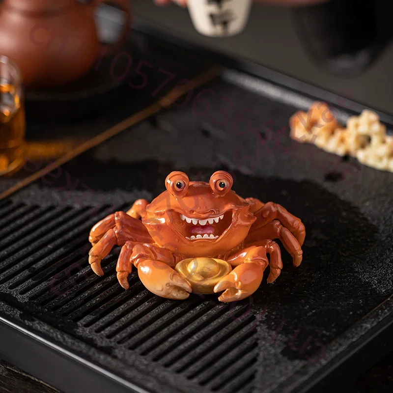 Color Changing Lucky Crab Tea Pet, Fortune Bringing Raisable Ornament, Fun Pouring Water Toy for Tea Table, Kung Fu Tea Set Acce