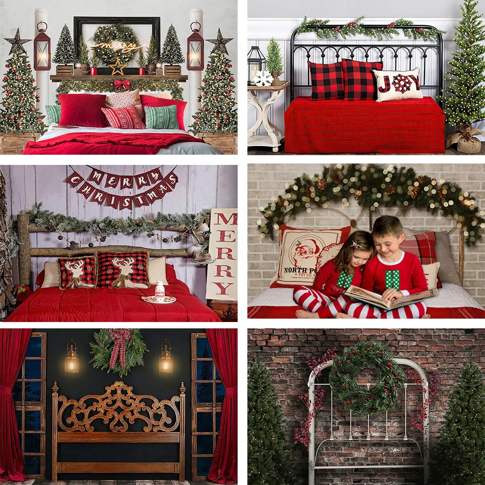 Mehofond Photography Background Christmas Headboard Backdrop Children Family Portrait Photo Prop Indoor Wall Bed Decor Photocall