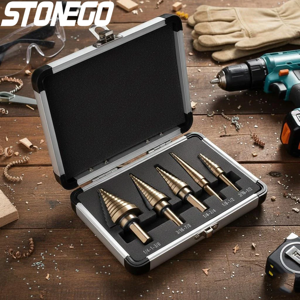 

5 шт., набор ступенчатых сверл HSS, кобальтовые титановые конические карбидные сверла, перфорированный инструмент, 50 размеров, перфорированные металлические деревообрабатывающие инструменты