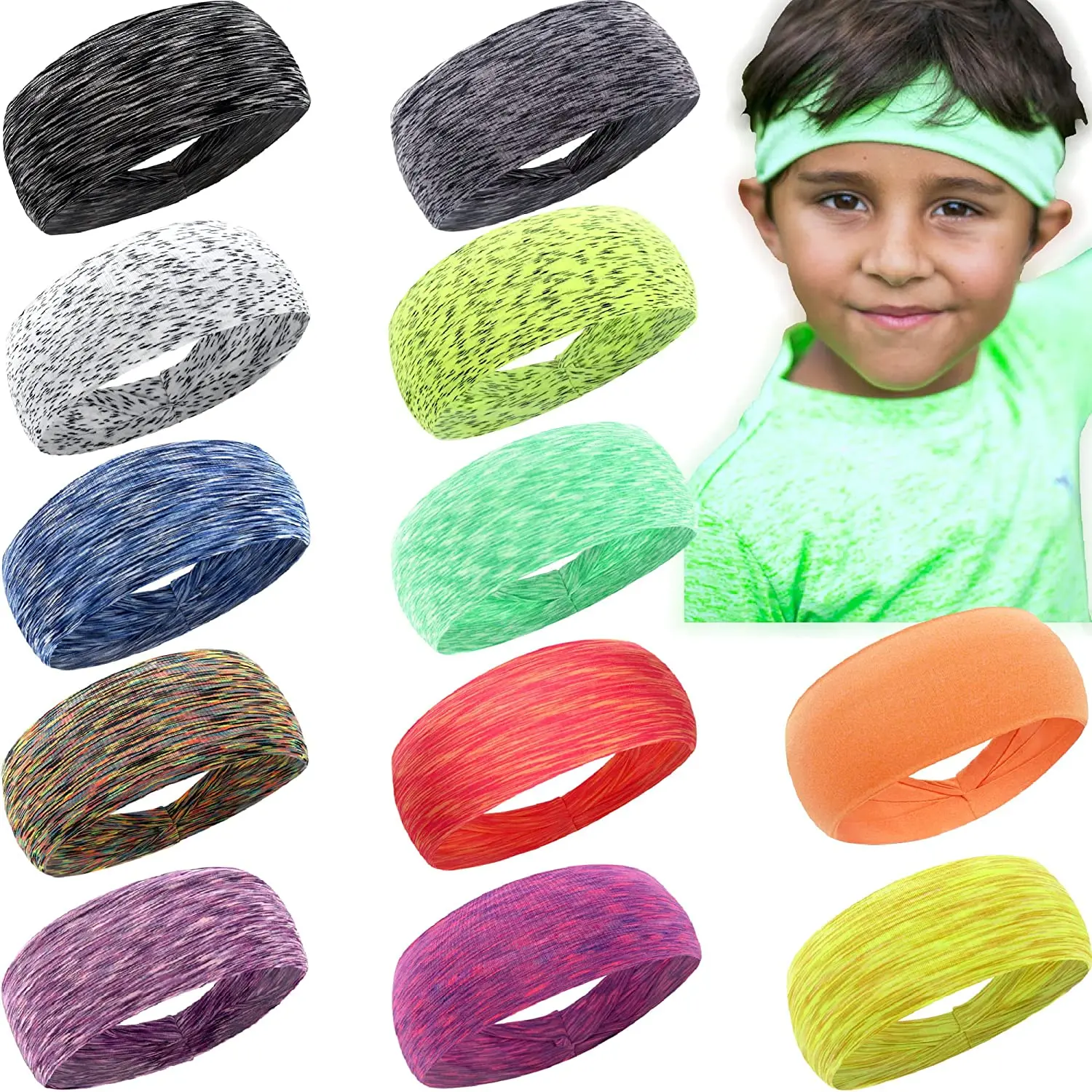 Sweatband for Men Women Elastic Sport Hairbands Head Band Yoga Headbands Headwear Headwrap Sport Workout Hair Accessories