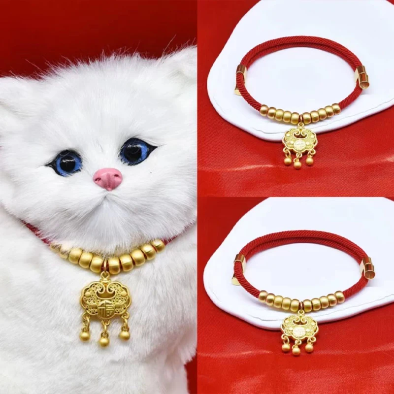 Neues Design Klassisches Verstellbares Rotes Schnur-Katzenhalsband Haustierhalsbänder mit Sicherheitsverschlüssen Katzenhalsbänder Hundehalsbänder Zubehör