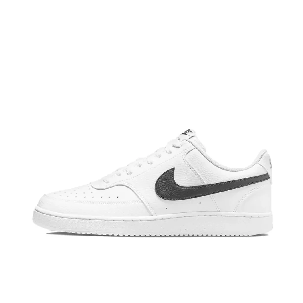 Nike Original COURT VISION 1 LOW Men's and Women's Fashion Thick Sole Slip Resistant Sneakers Black White