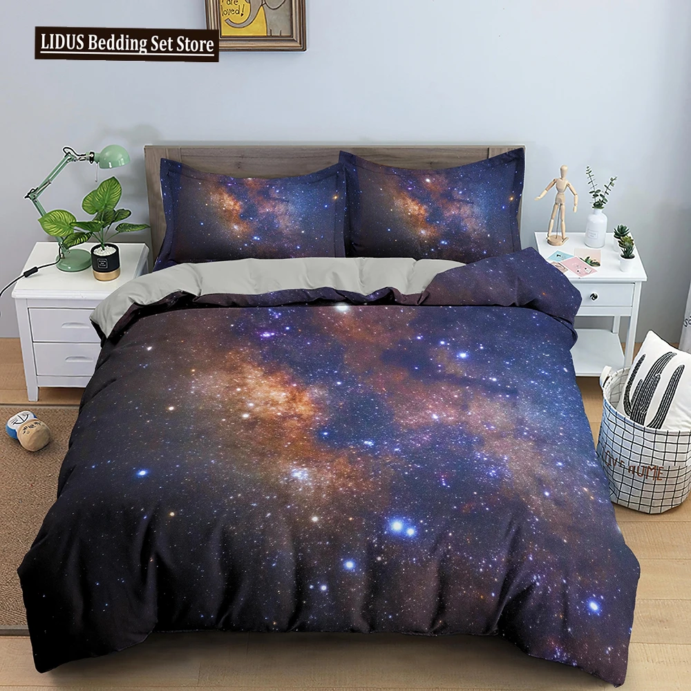 

Galaxy Duvet Cover Set Single Double King Queen Size 2/3pcs Bedding Set Universe Outer Space Themed Comforter Cover For Kids