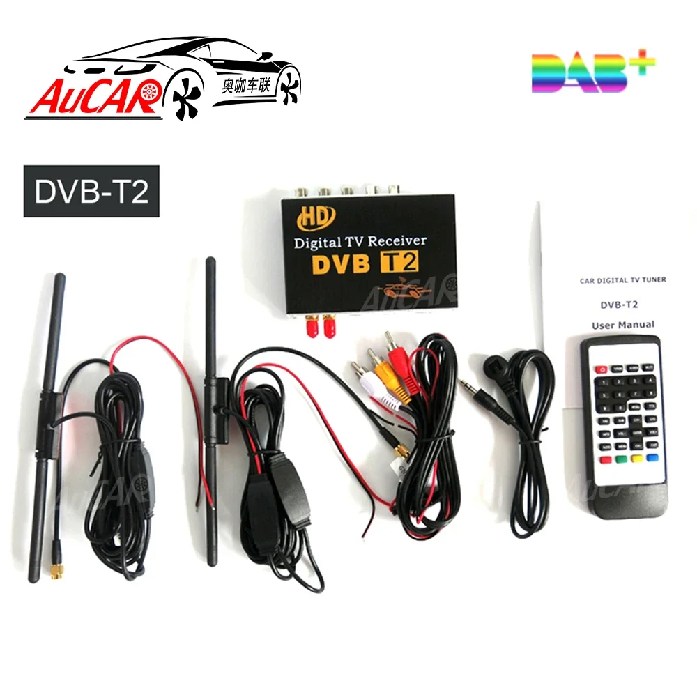 DVB-T Car Digital TV HD MPEG-4 Tuner Receiver Two Antenna 140-200km/h Two Chip Tuner DVB T BOX