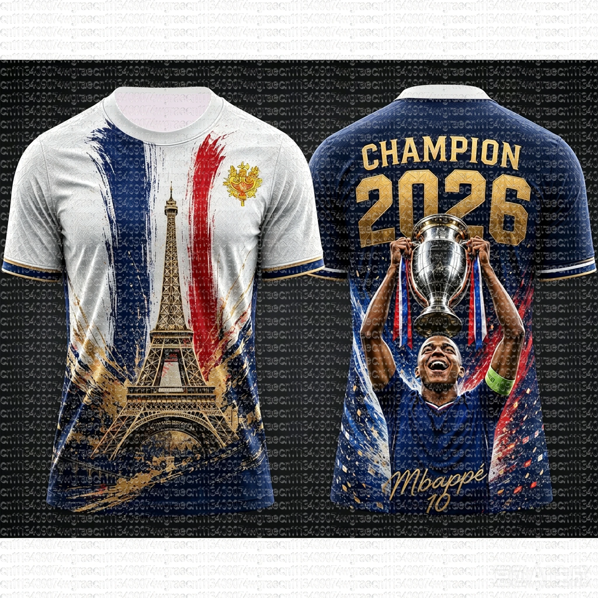 2026 France Champion Football T-shirt Quick-Drying Mbappé 10 Football Shirt Dembele 7 Tracksuit Kit Special Edition Family Tee