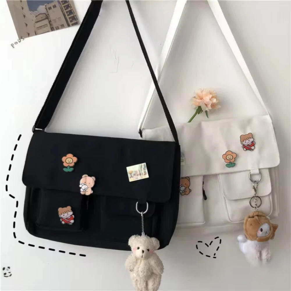 Japanese Harajuku Cute Retro Girl Messenger Shoulder Bag Canvas Student School Female